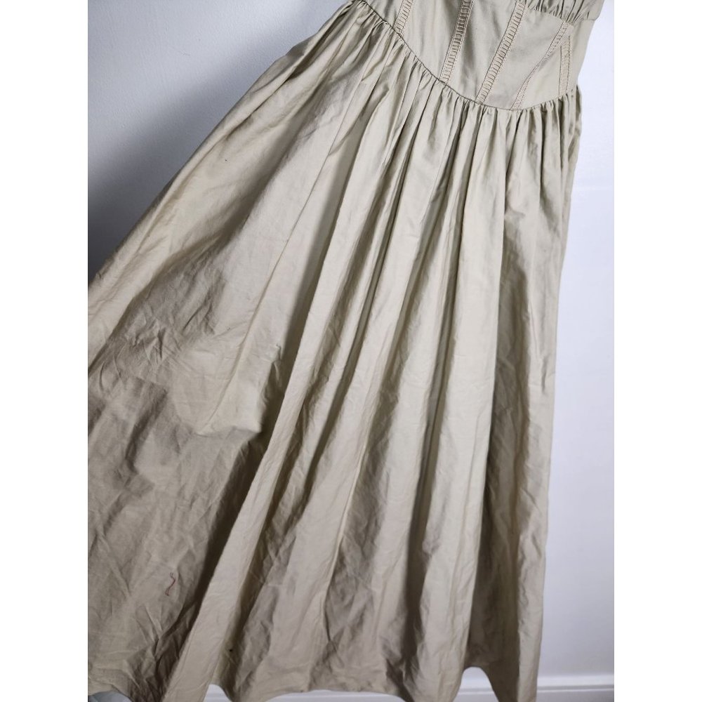 ASOS Design Women's Sz. 4 Cotton Structured Midi Dress Corset Detail Stone NWT - Picture 5 of 10